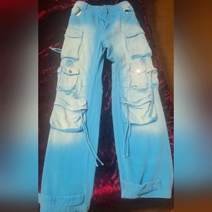 Athina Cargo Blue Jeans, Size Small